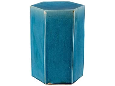 Jamie Young Porto Hexagon Azure Ceramic End Table JYC20PORTSMAZ