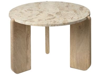 Jamie Young Quarry 28" Round Stone Natural Coffee Table JYC20QUARCONA