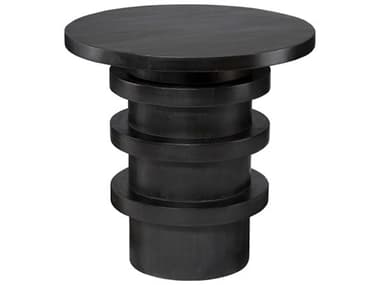 Jamie Young Revolve 24" Round Wood Charcoal End Table JYC20REVOSTCH