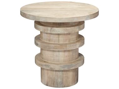 Jamie Young Revolve 24" Round Wood White Washed End Table JYC20REVOSTNA