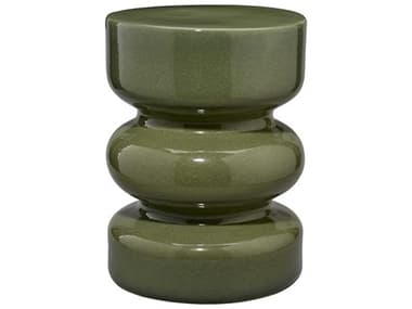 Jamie Young Saguaro Reactive Green Glaze Accent Stool JYC20SAGUSTGR