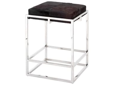 Jamie Young Shelby Leather Espresso Hide Nickel Metal Counter Stool JYC20SHELCSES