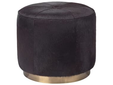 Jamie Young Espresso Hide Antique Brass Brown Leather Ottoman JYC20THACSMES