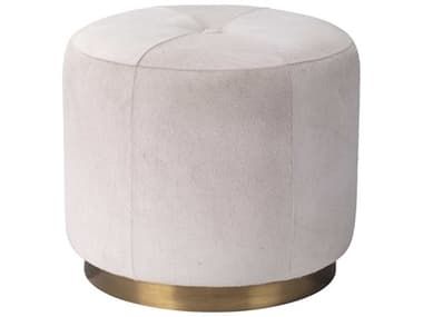 Jamie Young White Hide Antique Brass Gold Leather Ottoman JYC20THACSMWH