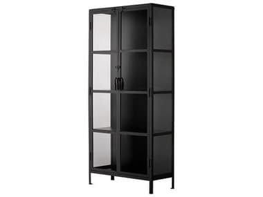 Jamie Young Black Iron & Clear Glass Curio Display Cabinet JYC20UNIOCUBK