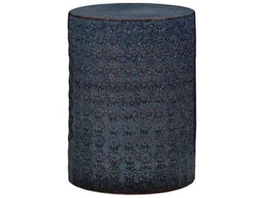 Jamie Young Wildflower Round Ceramic Dark Blue Grey End Table JYC20WILDSTBL