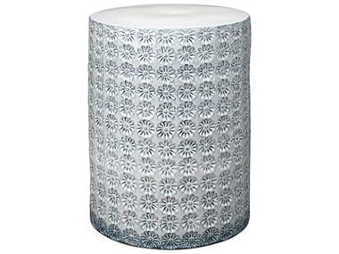 Jamie Young Wildflower Round Ceramic White Grey End Table JYC20WILDSTWH