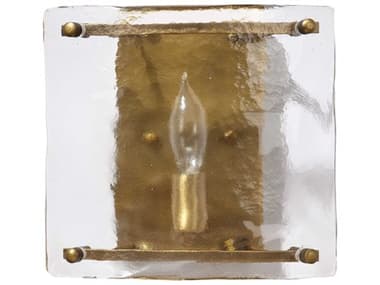 Jamie Young Glenn 8" Tall 1-Light Antique Brass Textured Clear Glass Wall Sconce JYC4GLENSSAB
