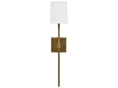 Jamie Young Minerva 24" Tall 1-Light Antique Brass White Linen Wall Sconce JYC4MINESCAB