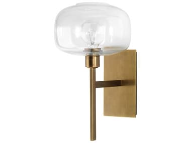 Jamie Young Scando 13" Tall 1-Light Antique Brass Clear Glass Wall Sconce JYC4SCANSCAB