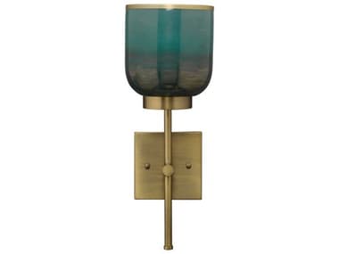 Jamie Young Vapor 1-Light Antique Brass Aqua Metallic Glass Blue Wall Sconce JYC4VAPOSCAQ