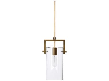 Jamie Young 1-Light Antique Brass And Clear Glass Cylinder Mini Pendant JYC5CAMBSMBR