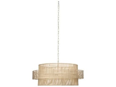 Jamie Young Concentric 30&quot; 2-Light Natural Rattan Wood Geometric Pendant JYC5CONCPDNA