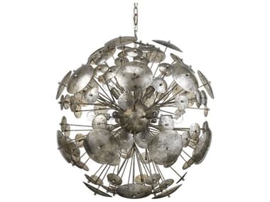 Jamie Young 12-Light Antique Mercury Glass Champagne Leaf Gray Geometric Sputnik Pendant JYC5CONSMGCH