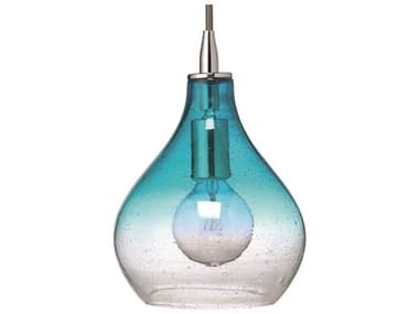 Jamie Young Curved 1-Light Aqua Blue Glass Bowl Geometric Mini Pendant JYC5CURVSMAQ