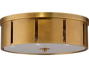 Jamie Young 14" 2-Light Antique Brass With Acrylic Diffuser Drum Flush Mount JYC5ORBISMAB