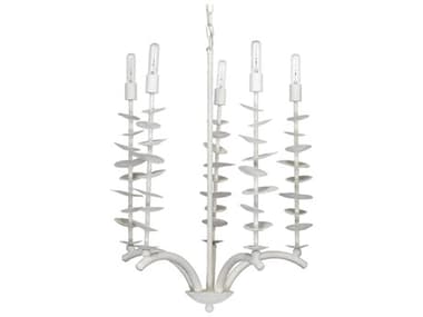 Jamie Young Petals 24" Wide 5-Light White Gesso Geometric Chandelier JYC5PETACHWH