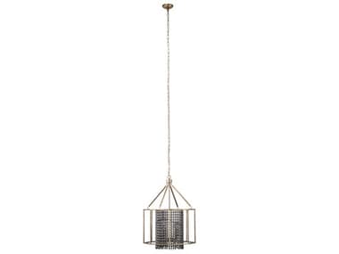 Jamie Young Company Silver Metal 4-light 20'' Wide Mini Chandelier with Antique Grey Wood Beads JYC5SATUCHSL