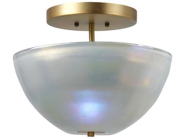 Jamie Young Vapor 13" 2-Light Brass Glass Bowl Semi Flush Mount JYC5VAPOBOGR