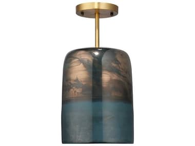 Jamie Young Vapor 8" 1-Light Brass Glass Cylinder Semi Flush Mount JYC5VAPOFMAQ