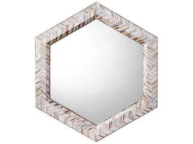 Jamie Young Academy Mother of Pearl Blue Hexagon Wall Mirror JYC6ACADBLMOP