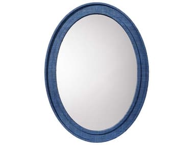 Jamie Young Valley Raffia Indigo Oval Wall Mirror JYC6VALLMIIN