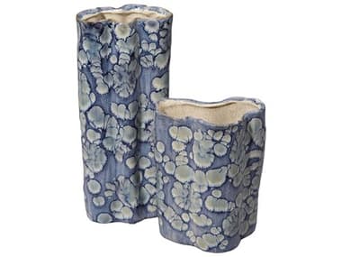 Jamie Young Cloud Reactive Blue Glaze Vase Set of 2 JYC7CLOUVABL