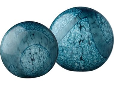 Jamie Young Indigo Swirl Cosmos Glass Balls (Set of 2) JYC7COSMBAIN