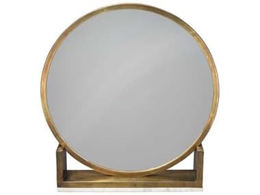 Jamie Young Odyssey Antique Brass &amp; Marble Round Dresser Mirror JYC7ODYSMIAB