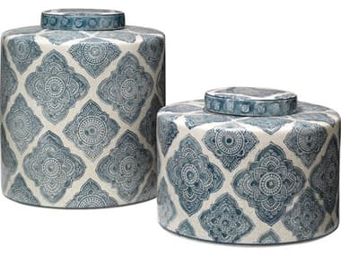 Jamie Young Oran Blue / White Canisters Set of 2 JYC7ORANCABL