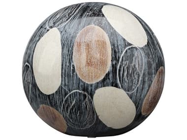 Jamie Young Cream / Blue 10'' Painted Sphere JYC7PAINLGCR