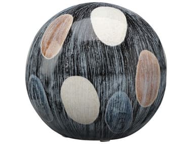Jamie Young Cream / Blue 8'' Painted Sphere JYC7PAINSMCR
