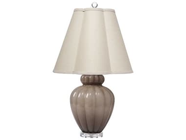 Jamie Young Agnes Taupe Natural Linen Scallop With Trim Brown Table Lamp JYC9AGNESTLTASC