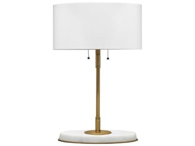 Jamie Young Barcroft Antique Brass Linen White Oval Buffet Lamp JYC9BARCRTLABWH