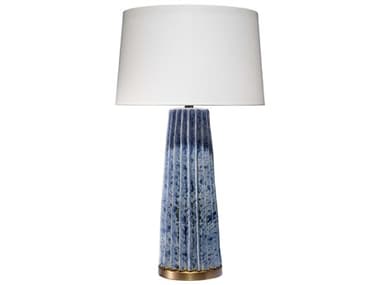 Jamie Young Pleated Cornflower Blue Linen Tapered White Buffet Lamp JYC9PLEATEDTLBL