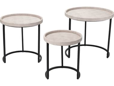 Jamie Young Maddox Round Faux Leather Cream End Table JYCLS20MADDSTIV