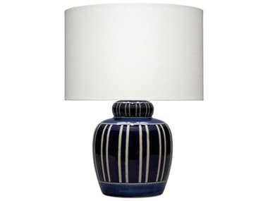 Jamie Young Arthur Navy Blue White Cream Linen Table Lamp JYCLS9ARTHURNV