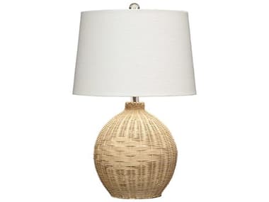 Jamie Young Cape Natural Linen White Cone Brown Table Lamp JYCLS9CAPENAT