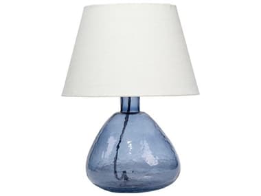 Jamie Young Demi Blue Off White Linen Tapered Rolled Edge Table Lamp JYCLS9DEMITLBL