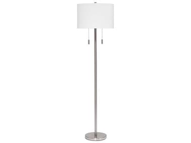 Jamie Young Lincoln Silver Linen White Drum Floor Lamp JYCLS9LINCFLSL