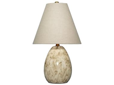 Jamie Young Raindrop Reactive Light Brown Glaze Natural Linen Off White Table Lamp JYCLS9RAINDROW