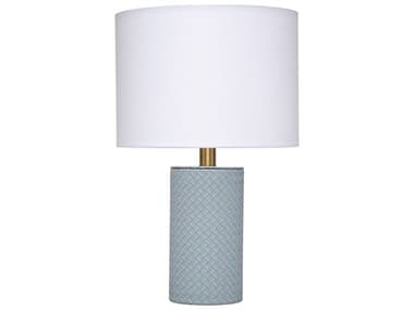 Jamie Young Roman Blue White Linen Drum Rolled Edge Table Lamp JYCLS9ROMANTLBL