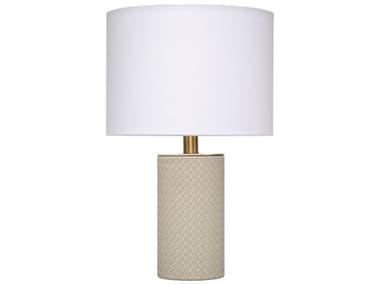 Jamie Young Roman Grey White Linen Drum Rolled Edge Table Lamp JYCLS9ROMANTLGR