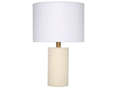 Jamie Young Roman Cream White Linen Drum Rolled Edge Off Table Lamp JYCLS9ROMANTLWH