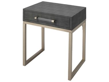 Jamie Young Kain Rectangular Faux Leather Grey End Table JYCLSKAINSTDG