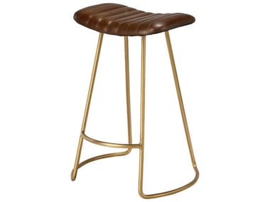 Jamie Young Theo Brown Leather Counter Stool JYCLSTHEOBUFFGO