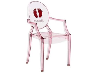 Kartell Outdoor Lou Lou Ghost Pink Transparent It's a girl Print Child's Chair KAO285588