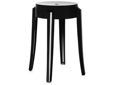 Kartell Outdoor Charles Ghost Glossy Black Resin Dining Stool KAO4897E6
