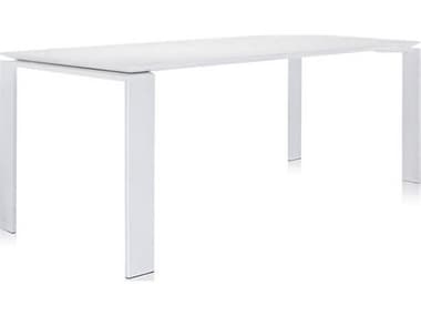 Kartell Outdoor Four White 87'' Wide Steel Rectangular Umbrella Hole Dining Table KAO5522