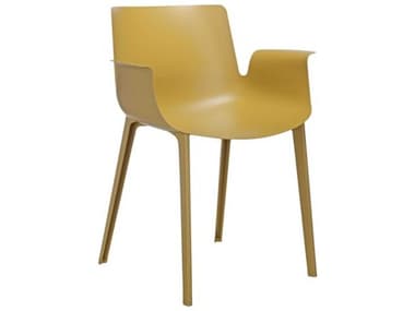 Kartell Outdoor Piuma Opaque Mustard Resin Dining Arm Chair KAO5802SE